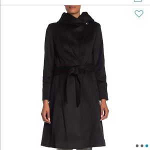 Cole Haan wool blend shawl collar belted coat